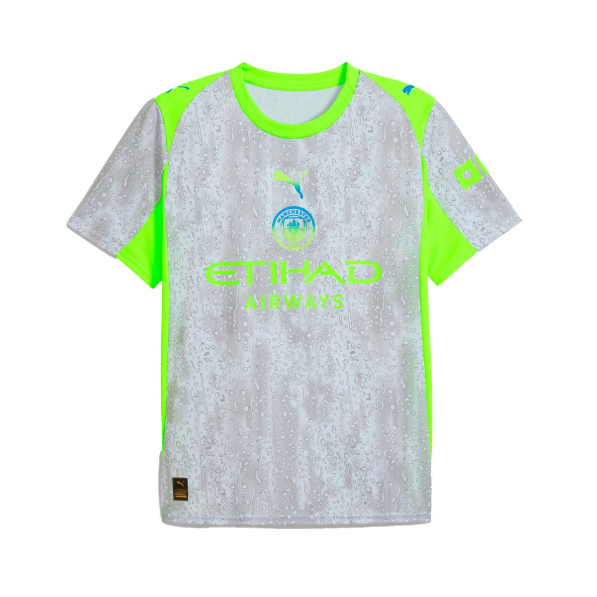 Manchester City second Summer Men's Themed Jersey T-Shirt – Stylish Gray Neon Green Design